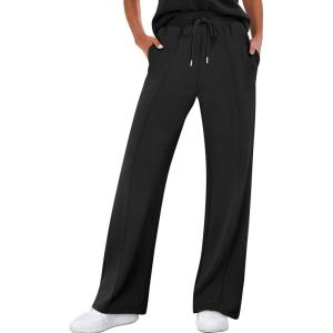 ANRABESS Women’s Wide Leg Sweatpants High Waist Baggy Flared Pants Drawstring Athletic Joggers Sweat Pants(Black)