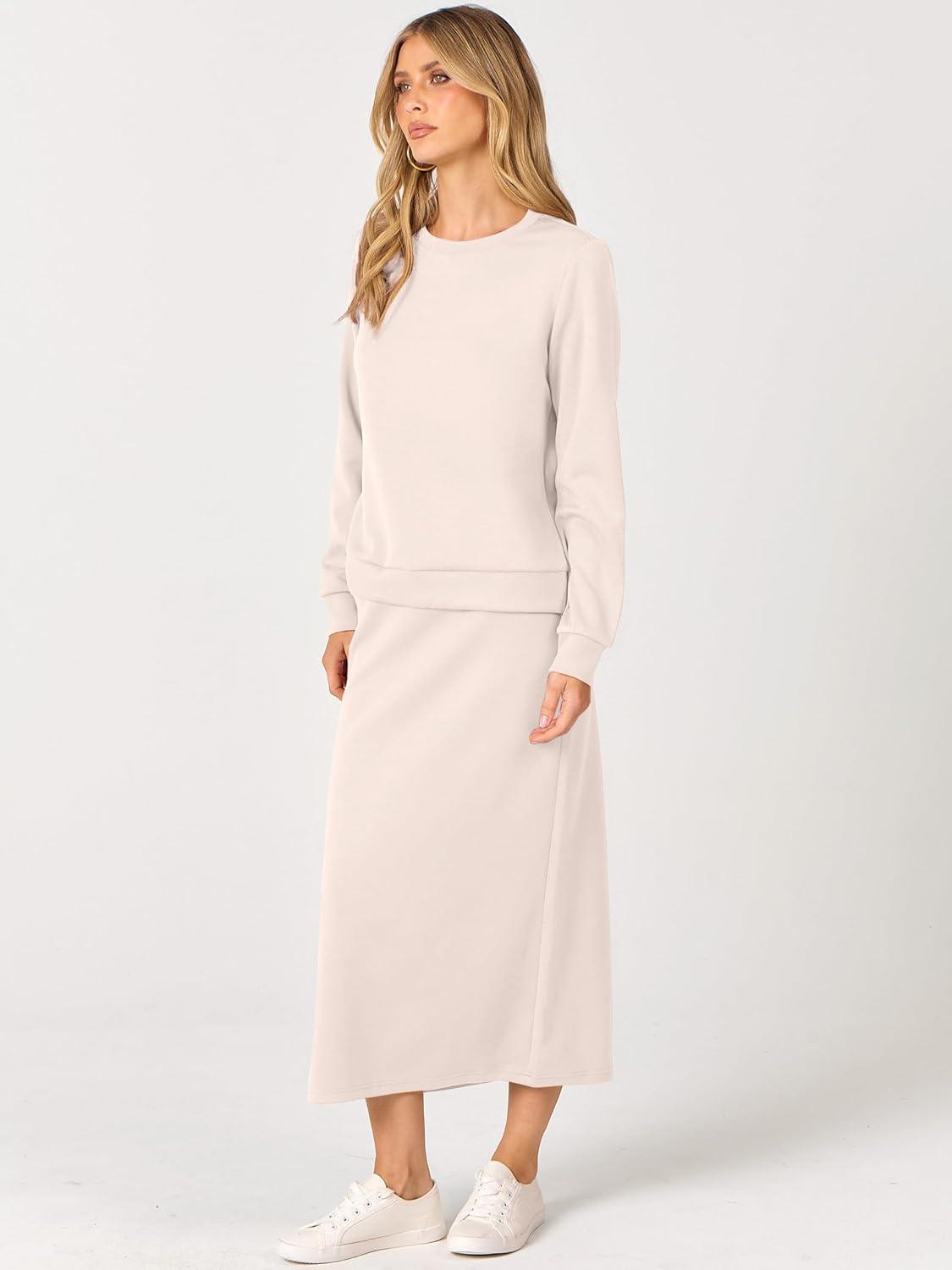 imageANRABESS 2 Piece Skirt Sets For Women Fall Dresses 2025 Long Sleeve Top and Midi Skirts Lounge Travel Outfits Winter Clothes XLarge