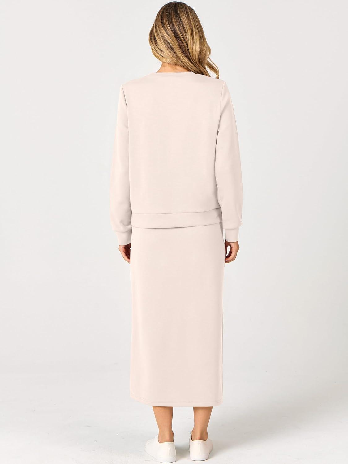 imageANRABESS 2 Piece Skirt Sets For Women Fall Dresses 2025 Long Sleeve Top and Midi Skirts Lounge Travel Outfits Winter Clothes XLarge