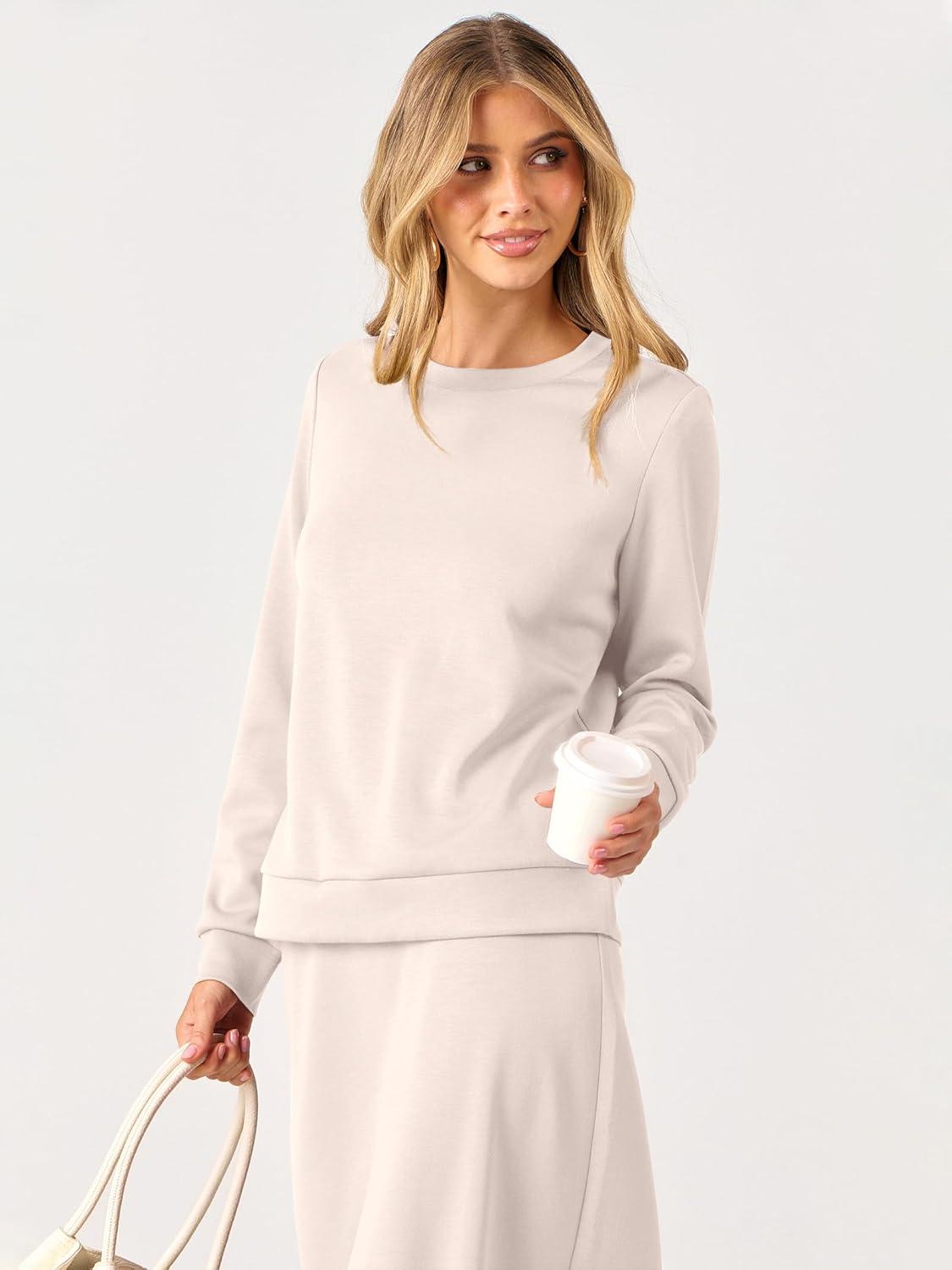 imageANRABESS 2 Piece Skirt Sets For Women Fall Dresses 2025 Long Sleeve Top and Midi Skirts Lounge Travel Outfits Winter Clothes XLarge