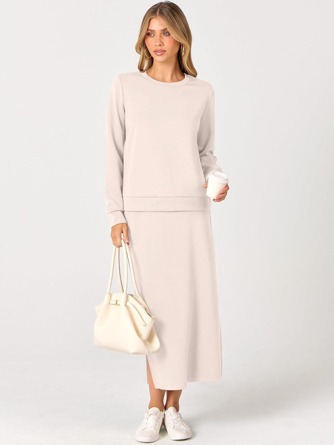 imageANRABESS 2 Piece Skirt Sets For Women Fall Dresses 2025 Long Sleeve Top and Midi Skirts Lounge Travel Outfits Winter Clothes XLarge