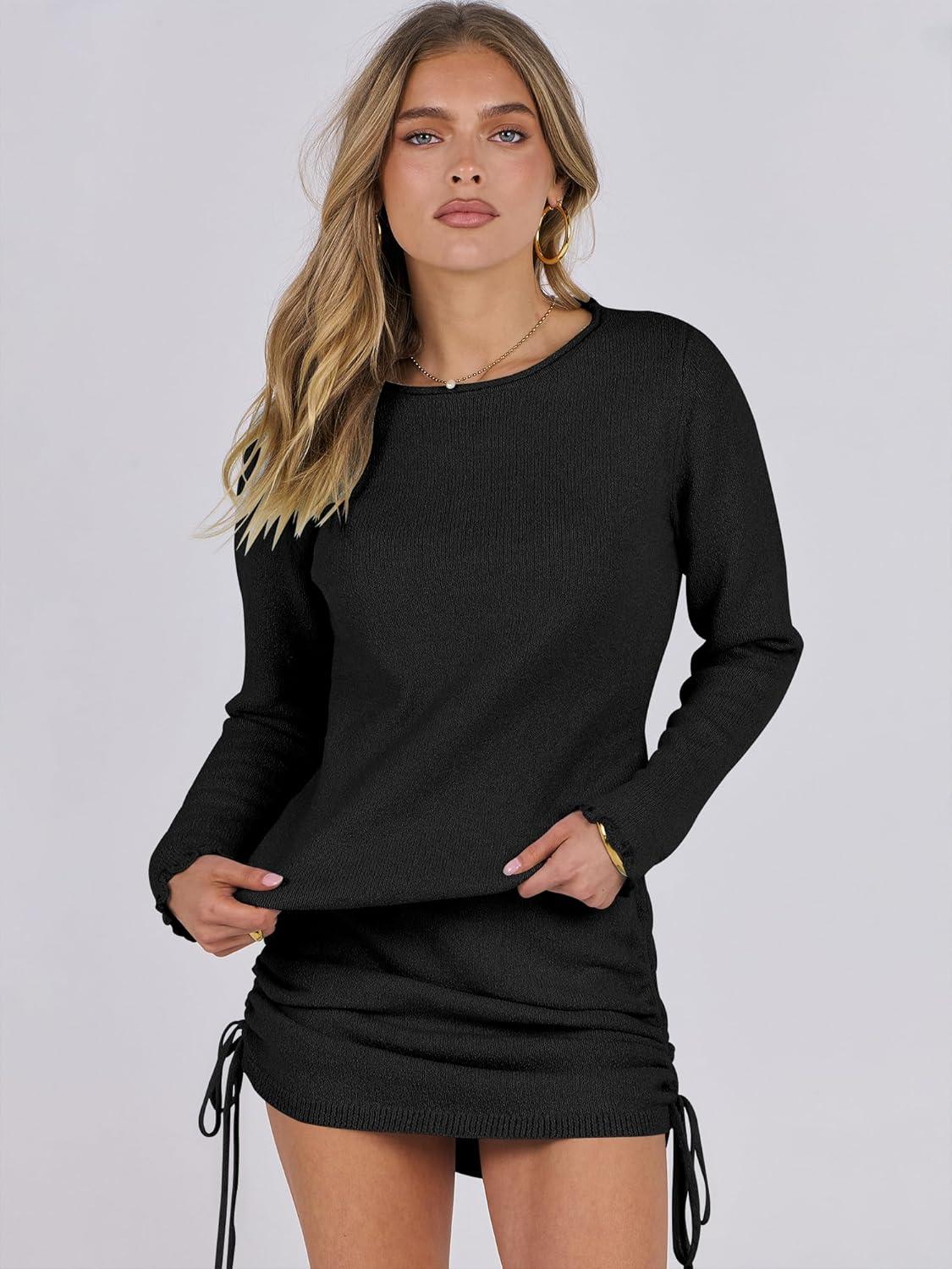 imageANRABESS Women Long Sleeve Skirt Sets 2025 Fall Sweater Lounge Sets 2 Piece Beach Vacation OutfitsBlack