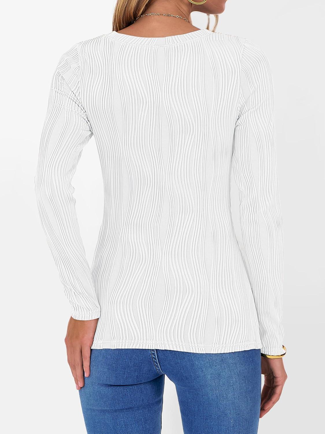 imageANRABESS Women Long Sleeve Tops Slim Fitted Business Casual Shirts Rib Textured TShirts 2025 Fall Outfits Dressy Work BlouseWhite