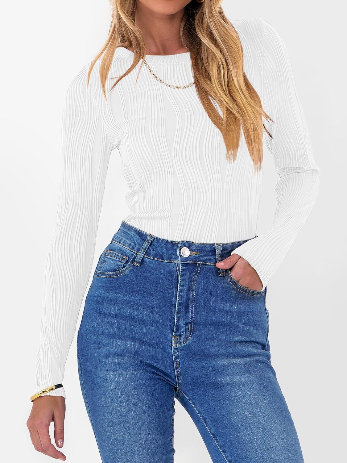 imageANRABESS Women Long Sleeve Tops Slim Fitted Business Casual Shirts Rib Textured TShirts 2025 Fall Outfits Dressy Work BlouseWhite