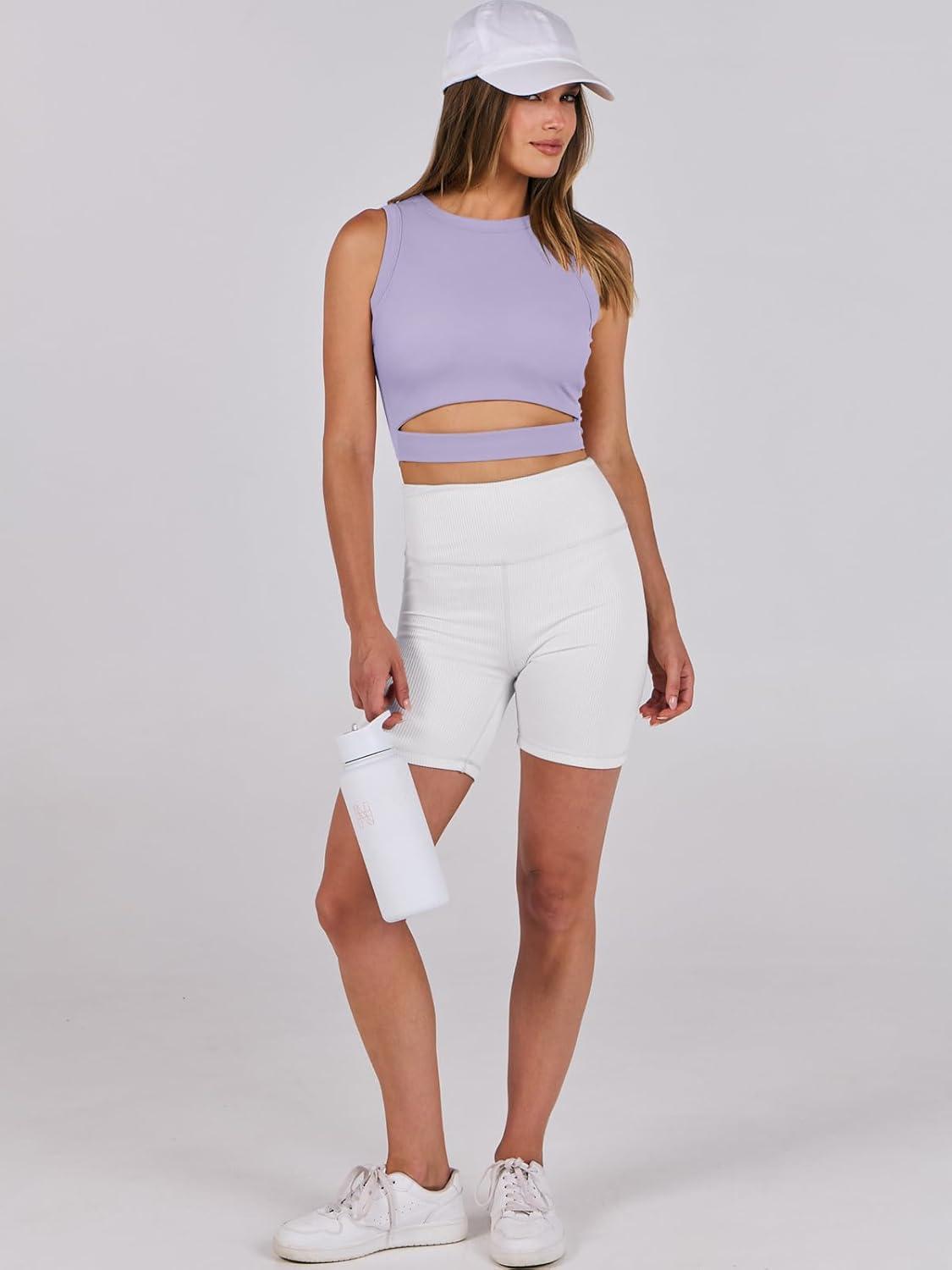 imageANRABESS Women Tank Tops High Neck Sleeveless Sexy Cutout Racer Back Going Out Crop Tops Shirts Summer Y2K OutfitsPurple