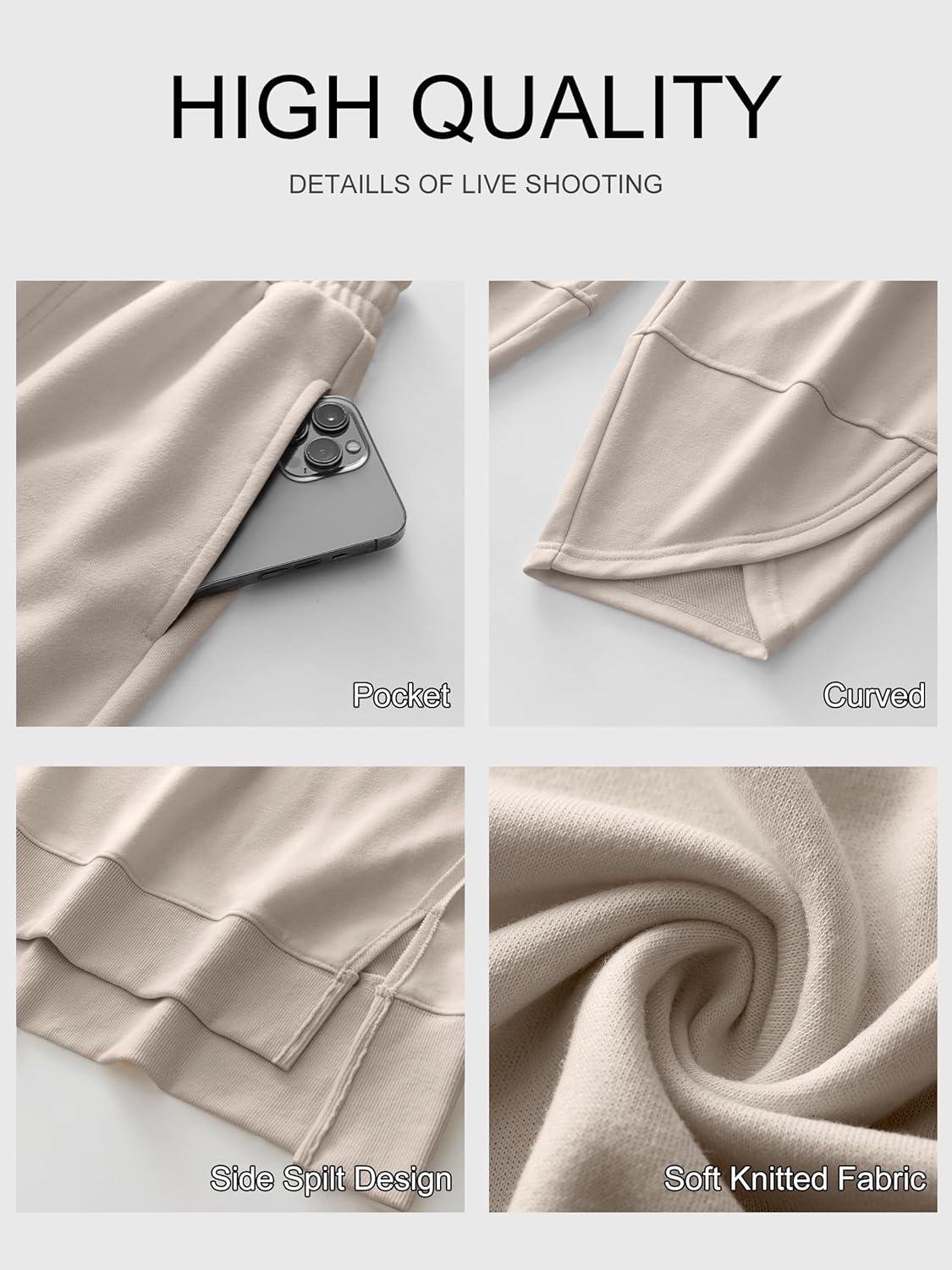 imageANRABESS Womens 2 Piece Outfits Sweatsuits Oversized Sweatshirts Barrel Pants Matching Lounge Sets 2025 Fall Travel ClothesAlmond