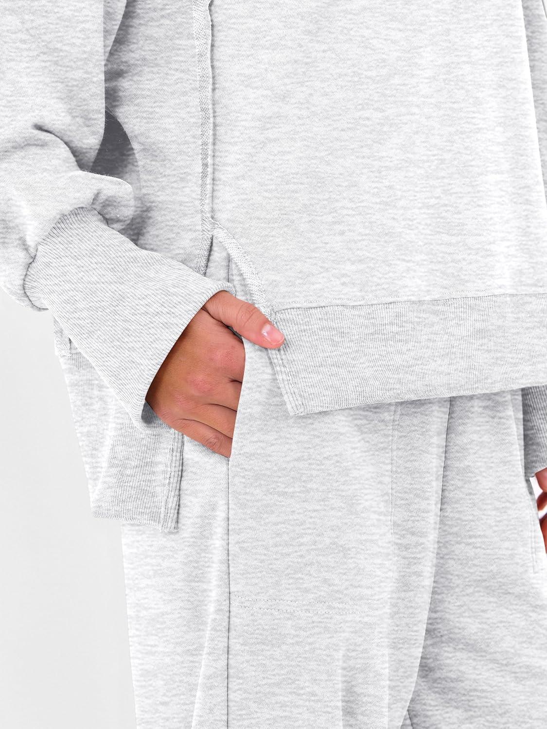 imageANRABESS Womens 2 Piece Outfits Sweatsuits Oversized Sweatshirts Barrel Pants Matching Lounge Sets 2025 Fall Travel ClothesLight Grey