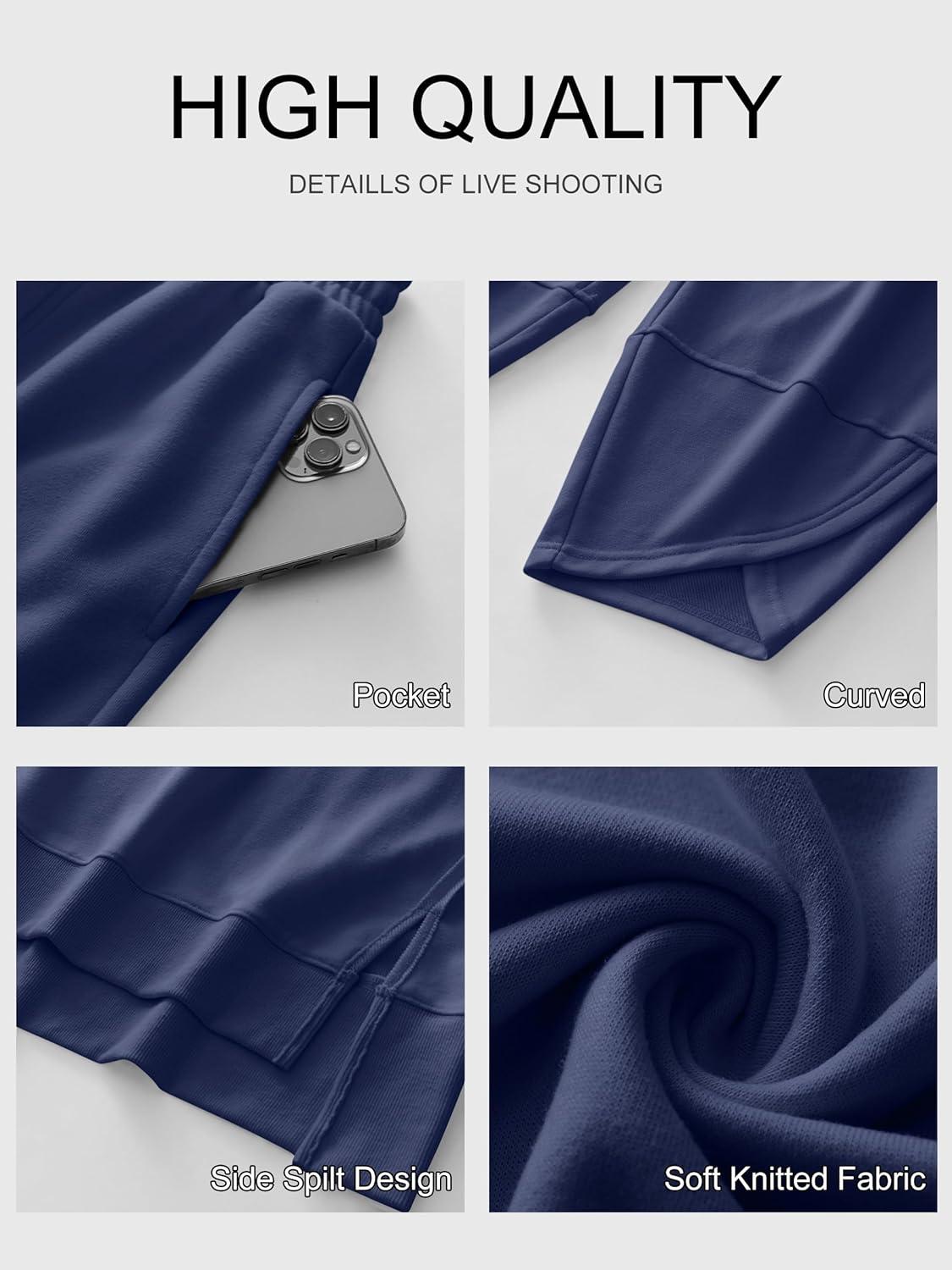 imageANRABESS Womens 2 Piece Outfits Sweatsuits Oversized Sweatshirts Barrel Pants Matching Lounge Sets 2025 Fall Travel ClothesNavy Blue