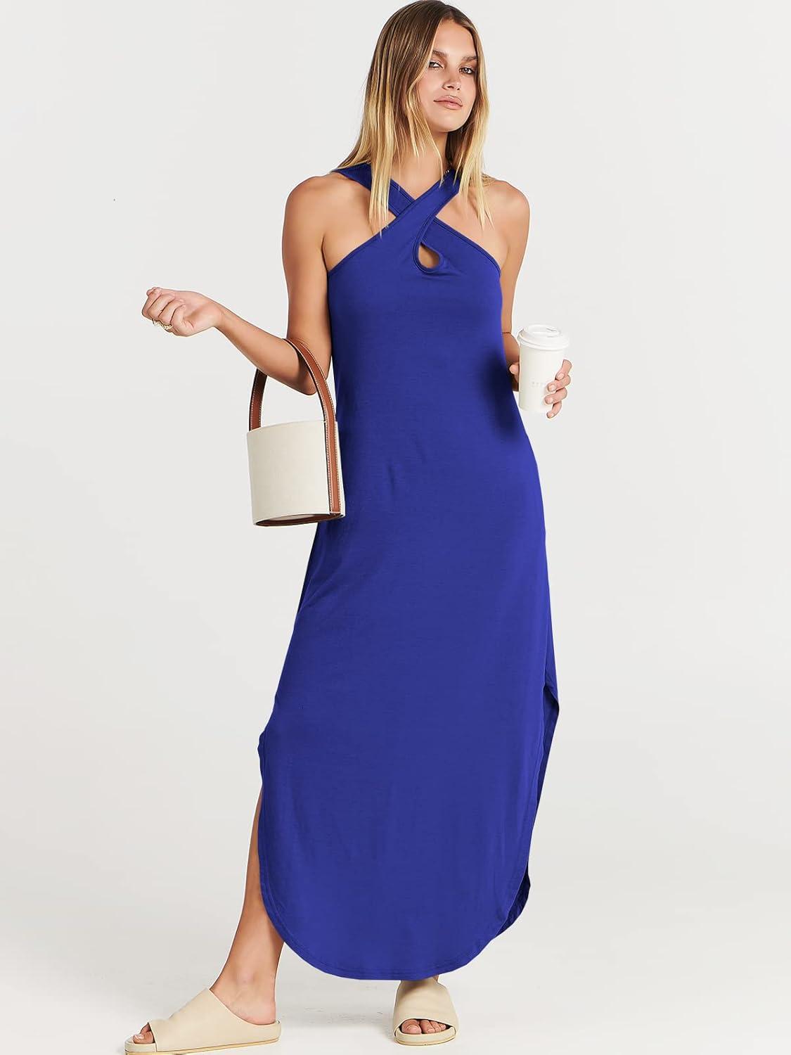 imageANRABESS Womens Casual Summer Maxi Dress Sexy Slit Side Sleeveless Loose Beach Long Sundress Vacation Outfits with PocketsRoyal Blue