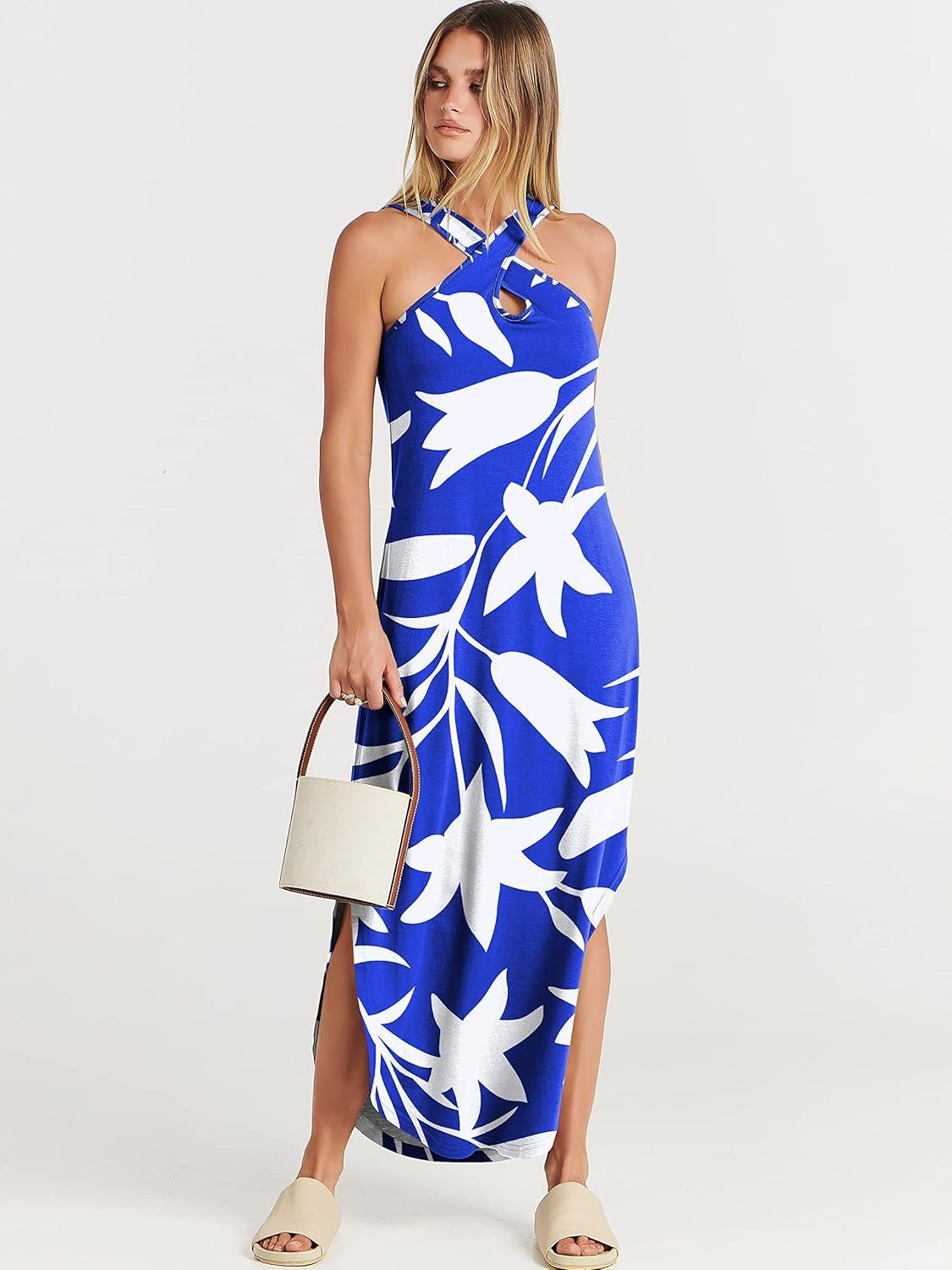 imageANRABESS Womens Casual Summer Maxi Dress Sexy Slit Side Sleeveless Loose Beach Long Sundress Vacation Outfits with PocketsWhite Tulip Floral