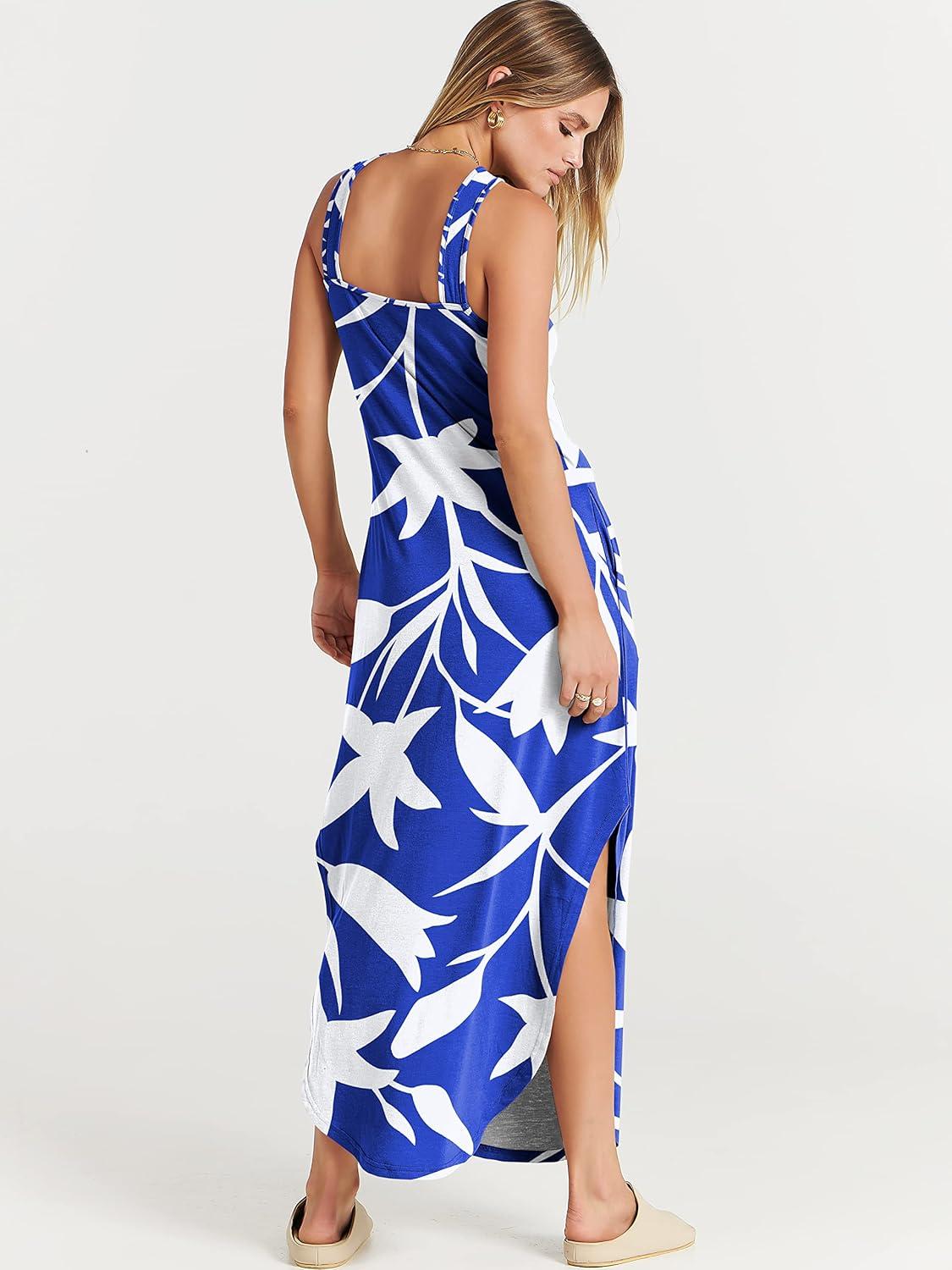 imageANRABESS Womens Casual Summer Maxi Dress Sexy Slit Side Sleeveless Loose Beach Long Sundress Vacation Outfits with PocketsWhite Tulip Floral