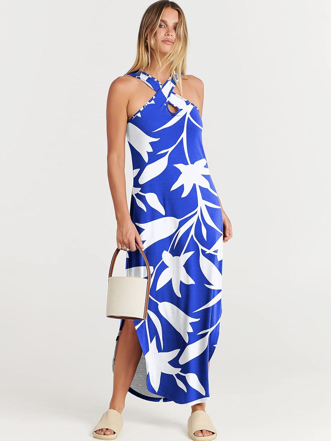 imageANRABESS Womens Casual Summer Maxi Dress Sexy Slit Side Sleeveless Loose Beach Long Sundress Vacation Outfits with PocketsWhite Tulip Floral