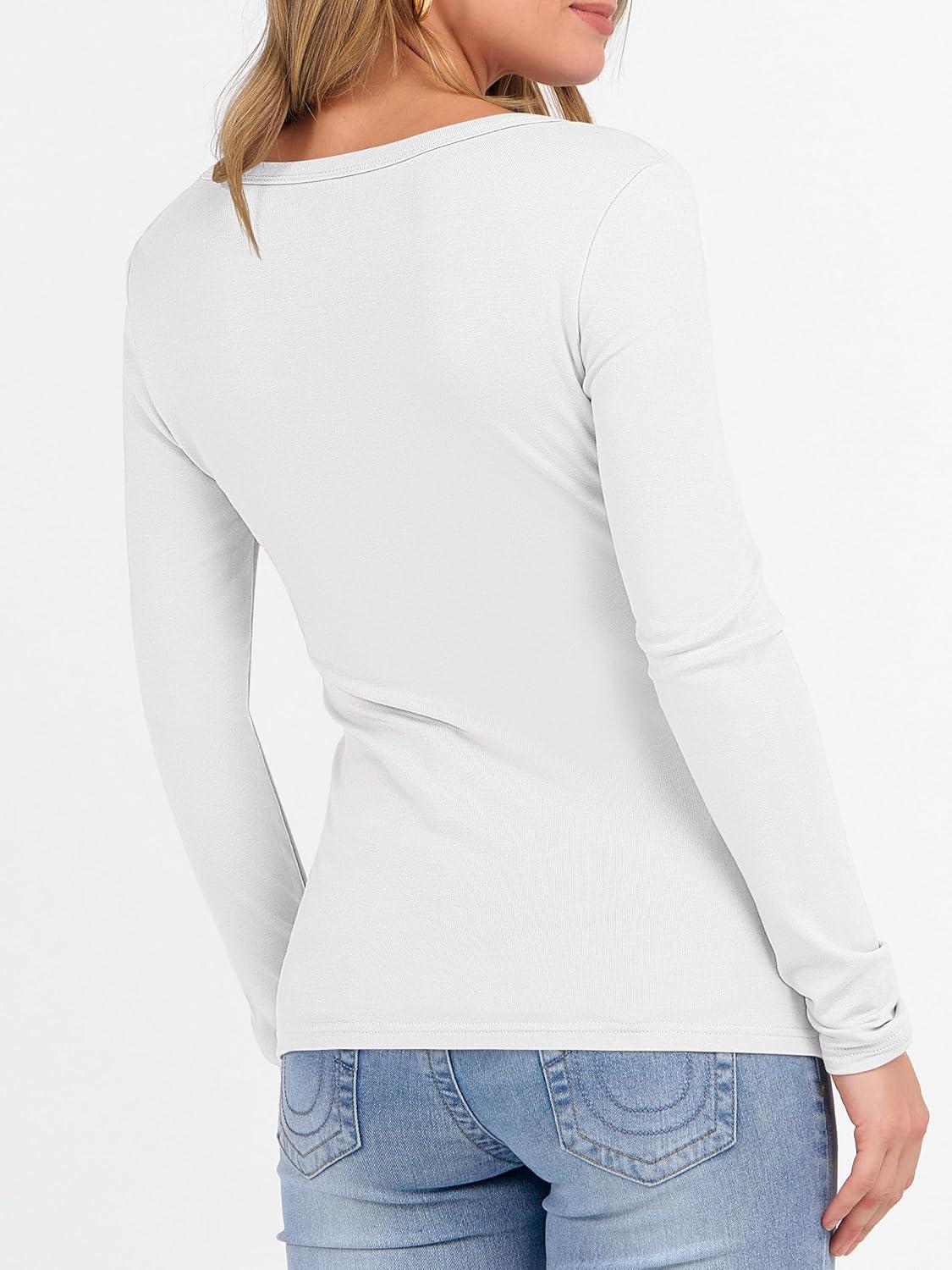 imageANRABESS Womens Long Sleeve Fleece Thermal Tops Square Neck Fitted Basic Thick Layering Shirt 2025 Fall Winter OutfitsWhite