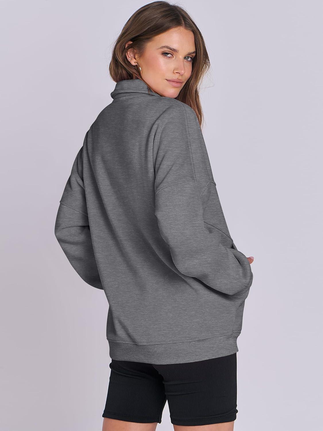 imageANRABESS Womens Oversized Full Zip Up Sweatshirts Jacket 2025 Fall Fleece Long Sleeve Hoodies OutfitsDark Grey