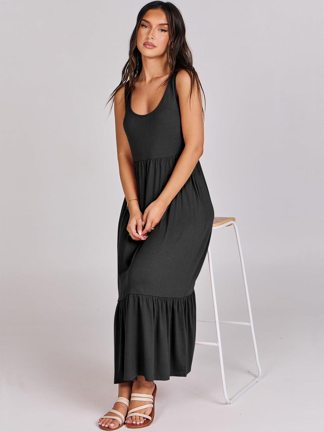 imageANRABESS Womens Summer Sleeveless Maxi Sundress Swing Casual Flowy Tiered Shirts Dress Beach Travel Vacation OutfitsBlack