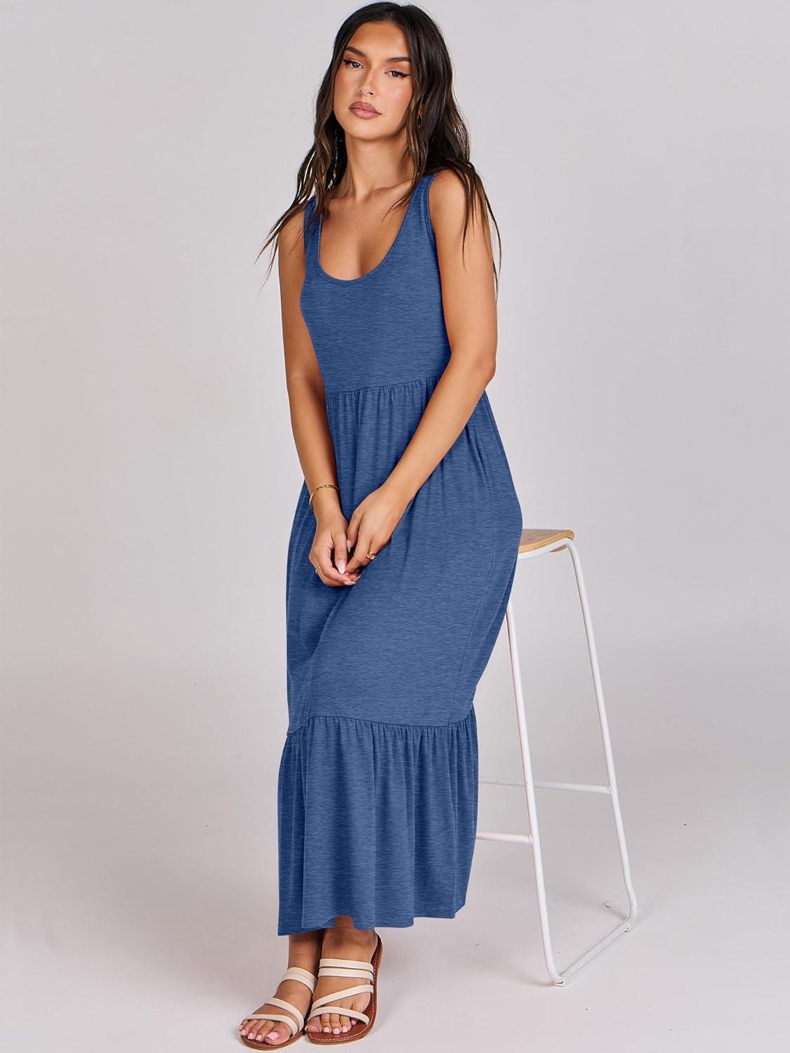 imageANRABESS Womens Summer Sleeveless Maxi Sundress Swing Casual Flowy Tiered Shirts Dress Beach Travel Vacation OutfitsBlue