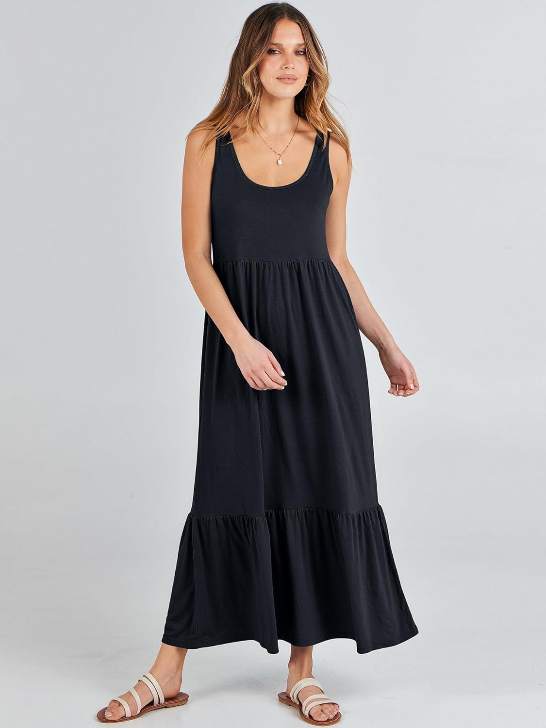 imageANRABESS Womens Summer Sleeveless Maxi Sundress Swing Casual Flowy Tiered Shirts Dress Beach Travel Vacation OutfitsNavy Blue