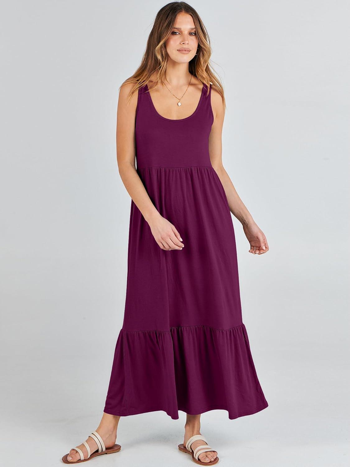 imageANRABESS Womens Summer Sleeveless Maxi Sundress Swing Casual Flowy Tiered Shirts Dress Beach Travel Vacation OutfitsPurple