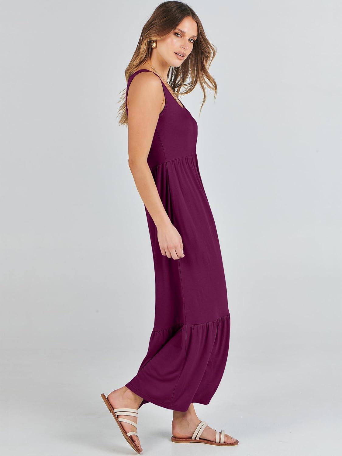 imageANRABESS Womens Summer Sleeveless Maxi Sundress Swing Casual Flowy Tiered Shirts Dress Beach Travel Vacation OutfitsPurple
