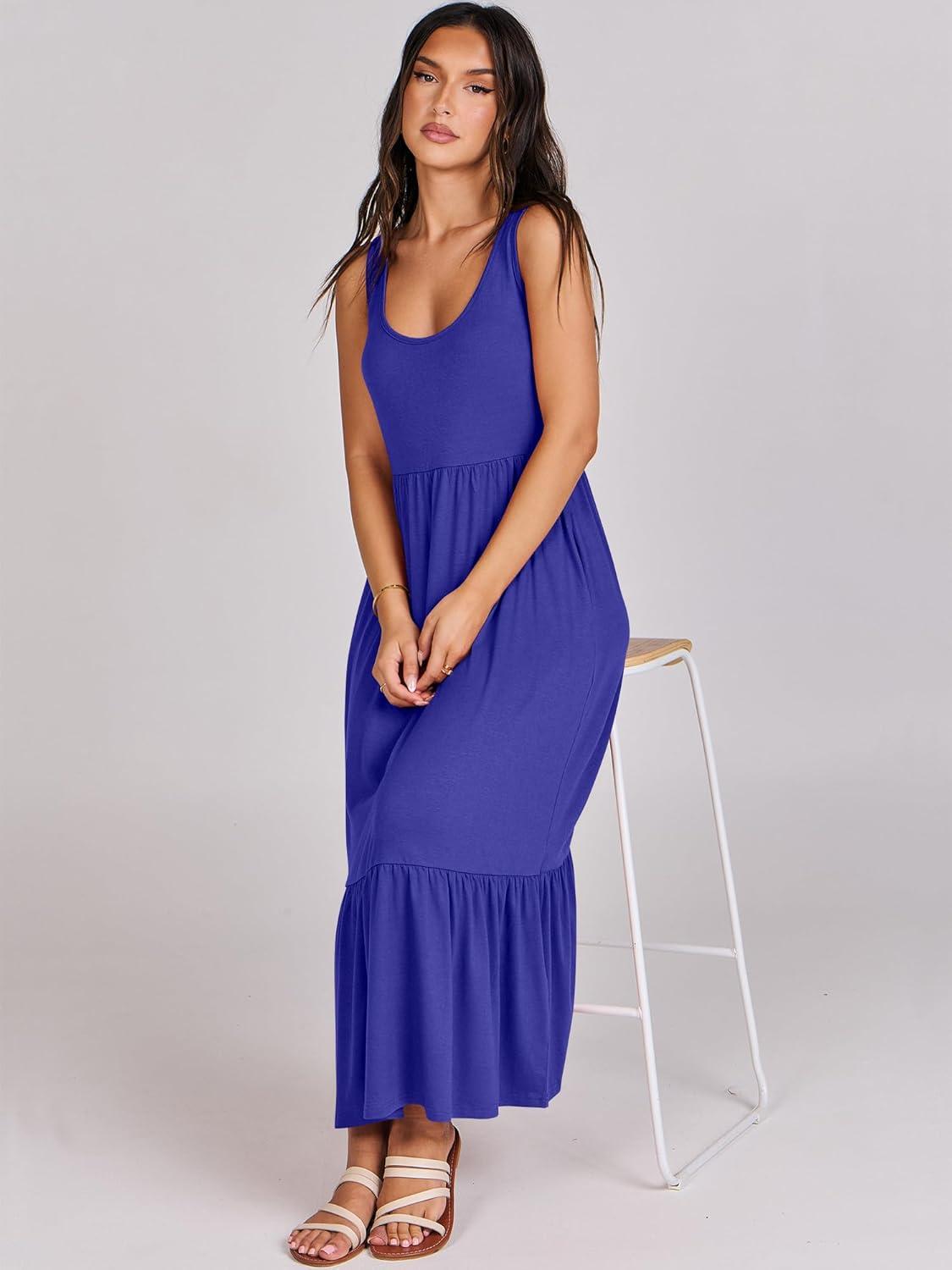 imageANRABESS Womens Summer Sleeveless Maxi Sundress Swing Casual Flowy Tiered Shirts Dress Beach Travel Vacation OutfitsRoyal Blue