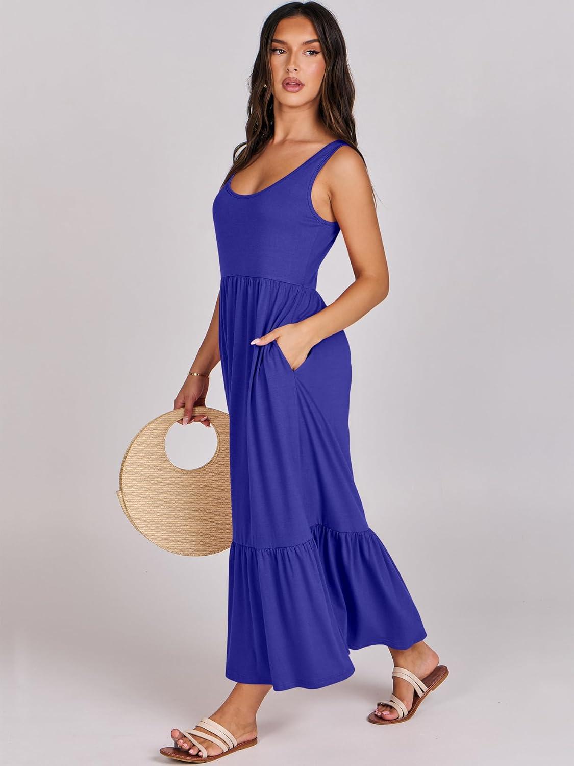 imageANRABESS Womens Summer Sleeveless Maxi Sundress Swing Casual Flowy Tiered Shirts Dress Beach Travel Vacation OutfitsRoyal Blue