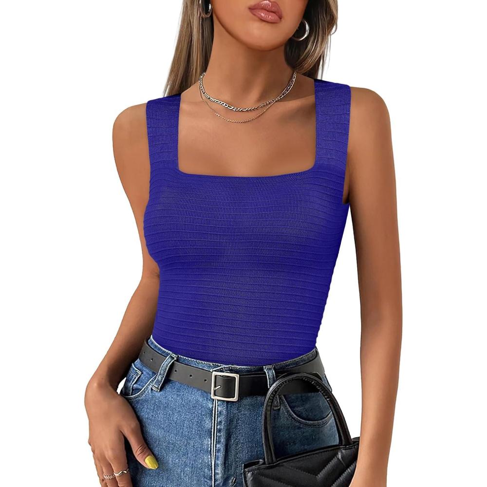 imageANRABESS Tank Tops for Women 2025 Summer Square Neck Rib Knit Sleeveless Basic Slim Fit Shirts Casual Top Trendy OutfitsRoyal Blue