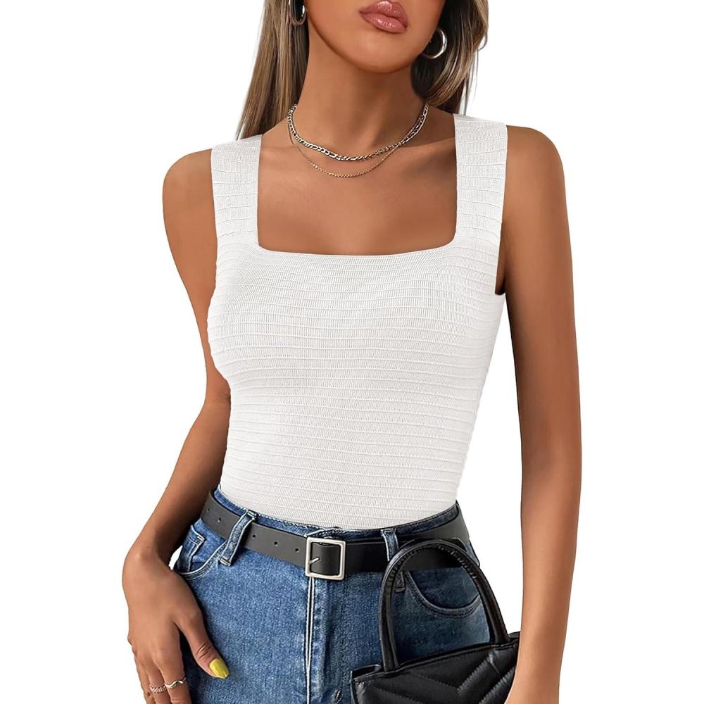 imageANRABESS Tank Tops for Women 2025 Summer Square Neck Rib Knit Sleeveless Basic Slim Fit Shirts Casual Top Trendy OutfitsWhite