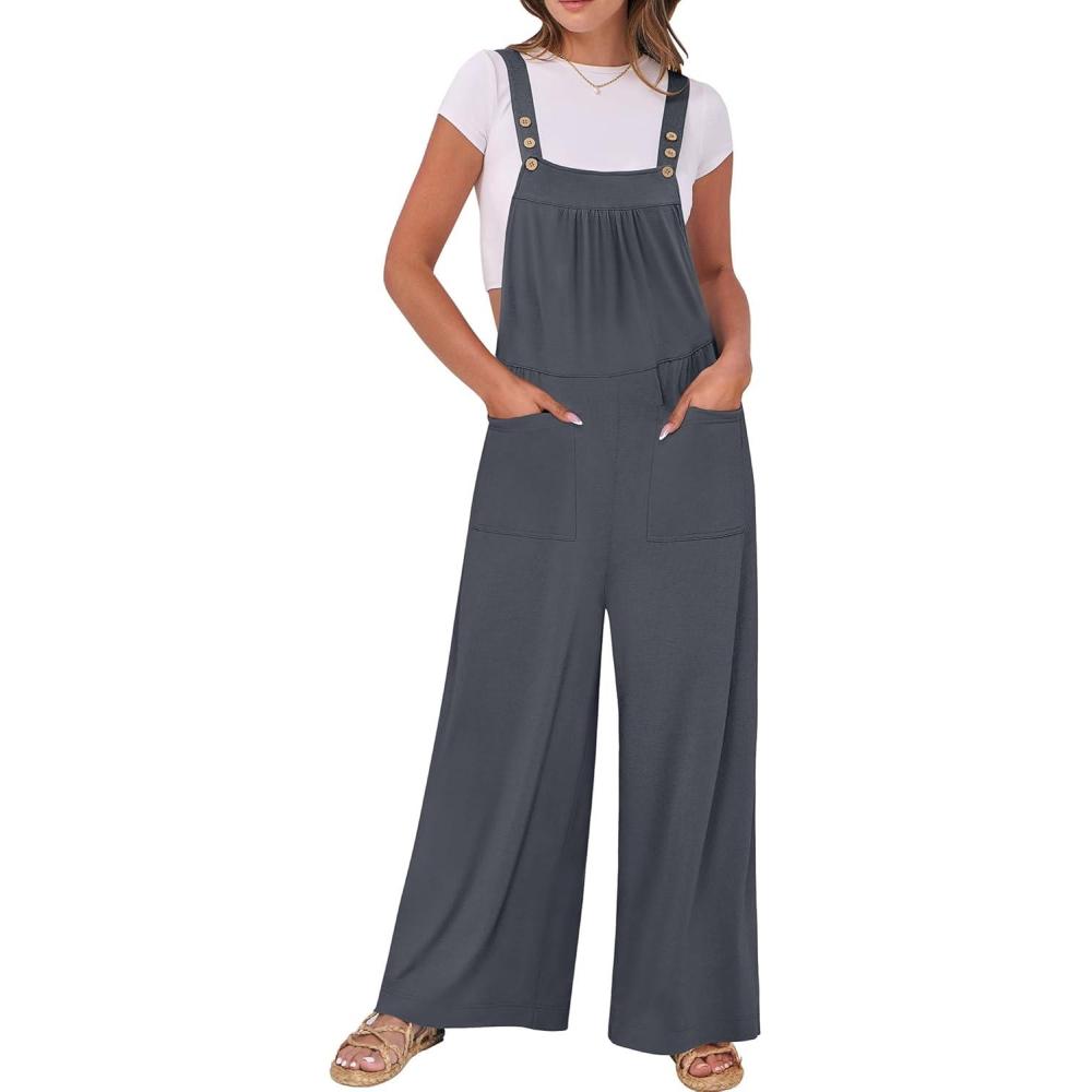 imageANRABESS Women Jumpsuits Overalls Wide Leg Casual Baggy Romper Boho Loose Bib Jumpers Sleeveless Straps 2025 Summer OutfitsDark Grey