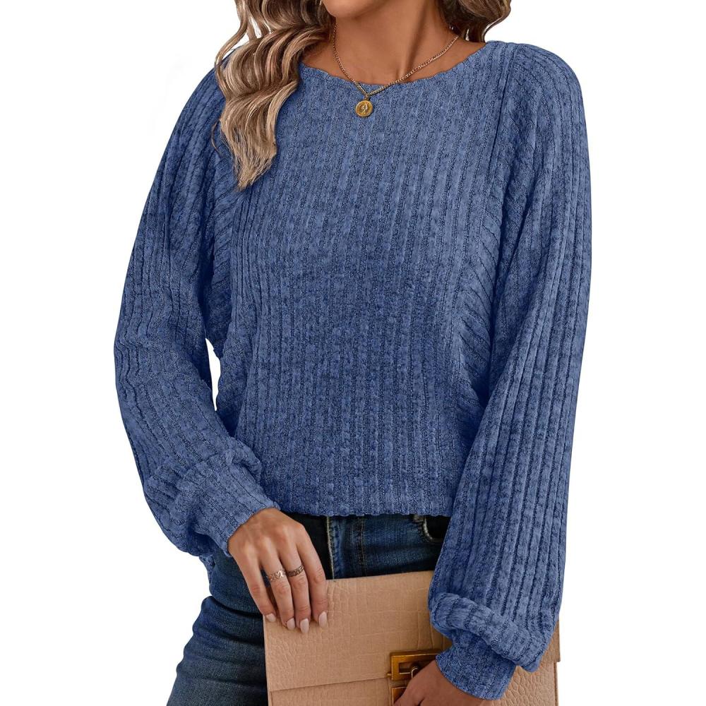 imageANRABESS Womens Batwing Long Sleeve Shirts 2025 Fall Oversized Loose Fit Lightweight Sweater Dressy Casual Tunic Tops BlouseDark Blue