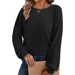 ANRABESS Womens Batwing Long Sleeve Shirts 2025 Fall Oversized Loose Fit Lightweight Sweater Dressy Casual Tunic Tops Blouse(Black)