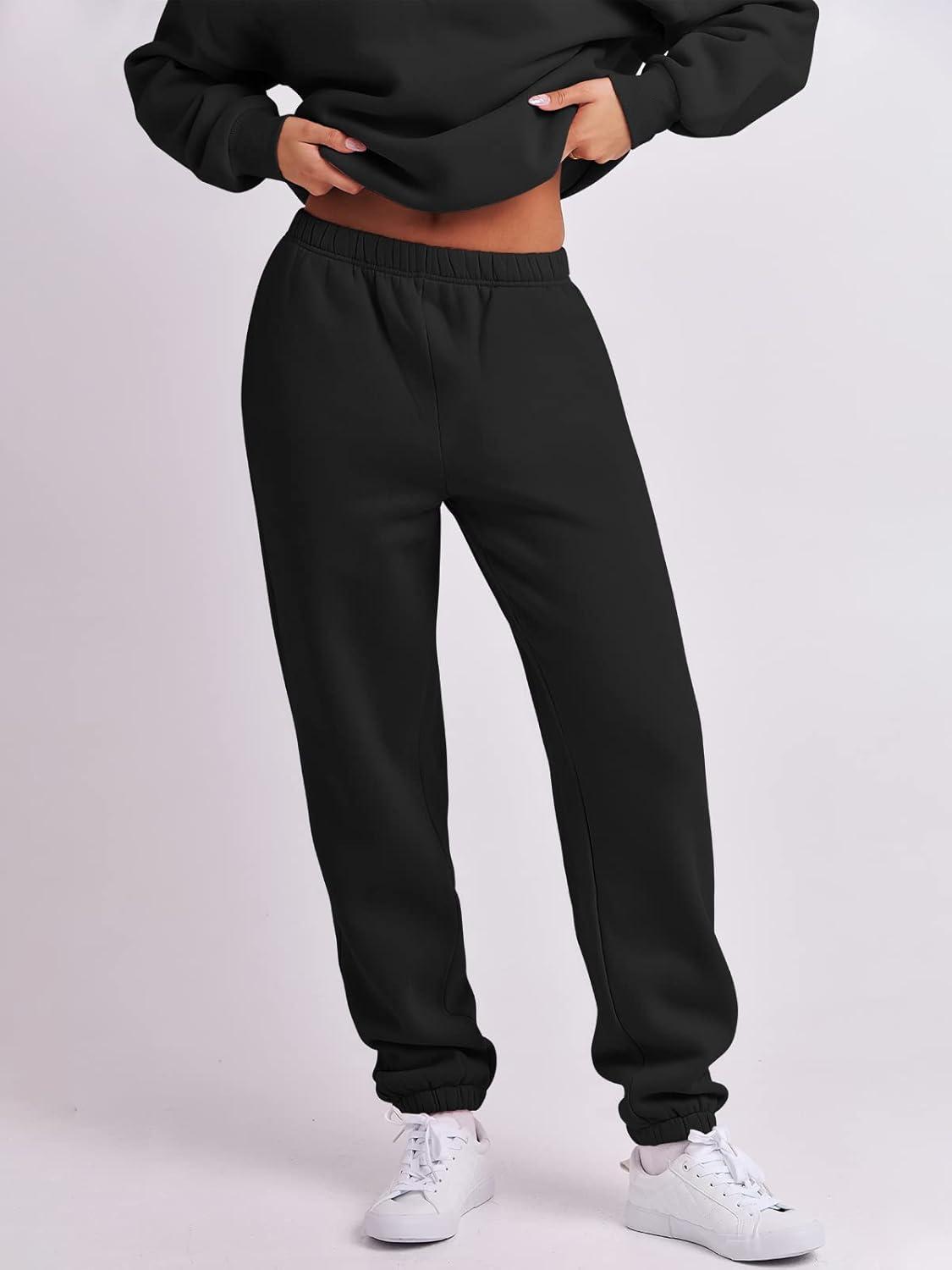 imageANRABESS Women 2 Piece Outfits Sweatsuit Oversized Half Zip Sweatshirt Jogger Sweatpants Tracksuit Lounge Set 2025 ClothesBlack