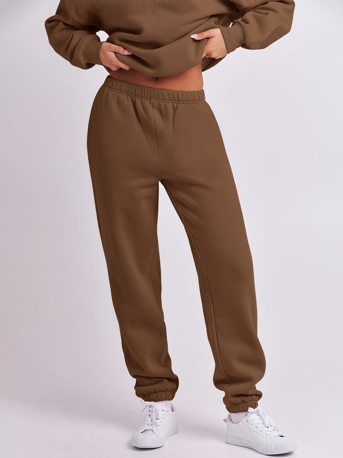 imageANRABESS Women 2 Piece Outfits Sweatsuit Oversized Half Zip Sweatshirt Jogger Sweatpants Tracksuit Lounge Set 2025 ClothesCoffee