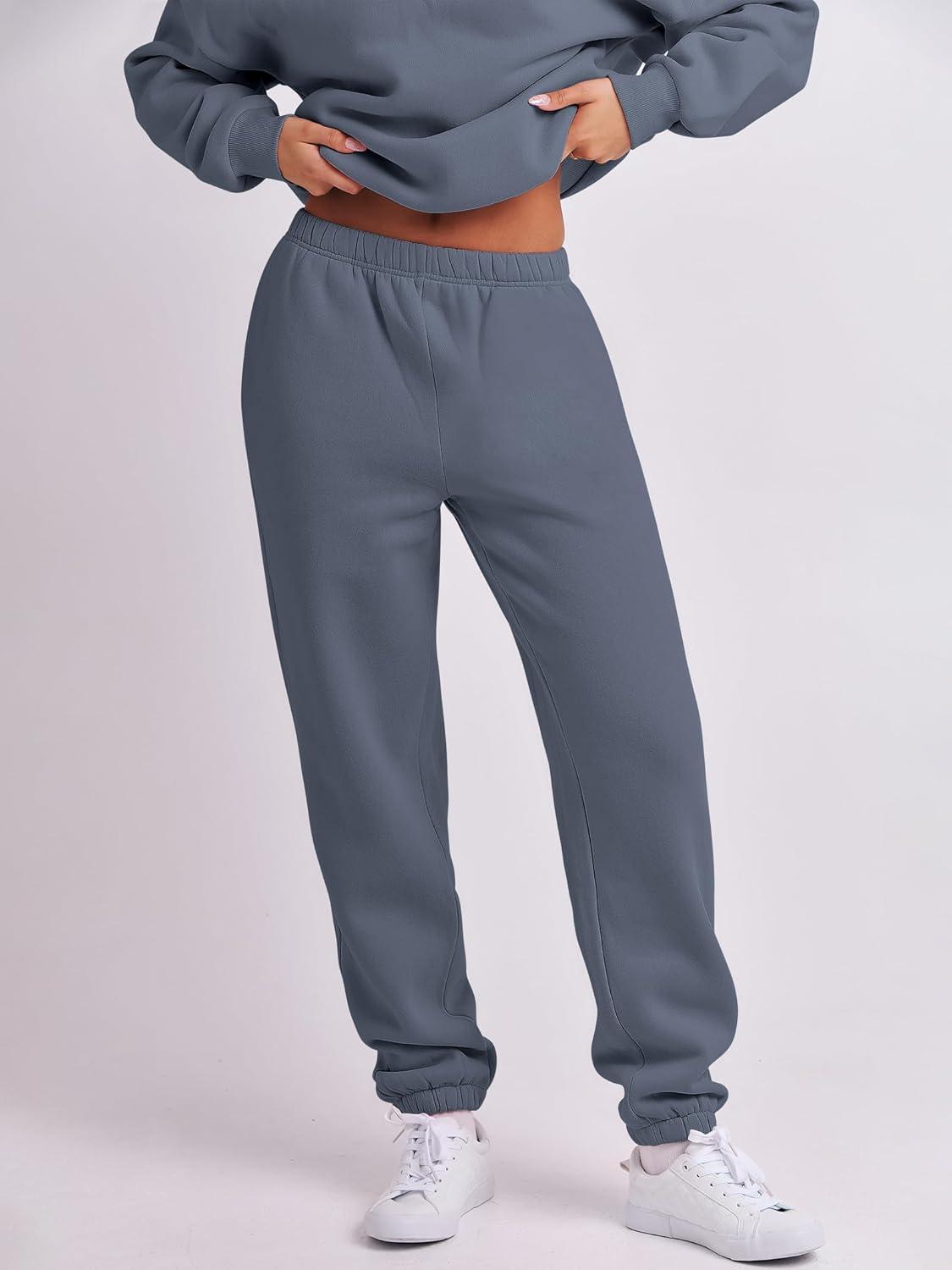 imageANRABESS Women 2 Piece Outfits Sweatsuit Oversized Half Zip Sweatshirt Jogger Sweatpants Tracksuit Lounge Set 2025 ClothesDark Grey