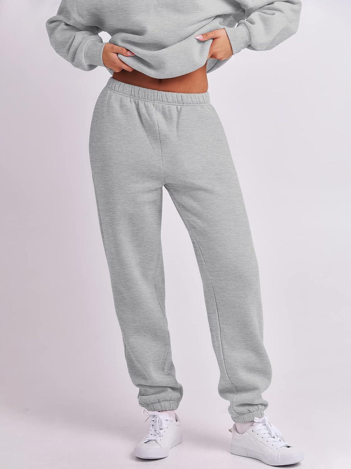 imageANRABESS Women 2 Piece Outfits Sweatsuit Oversized Half Zip Sweatshirt Jogger Sweatpants Tracksuit Lounge Set 2025 ClothesGrey