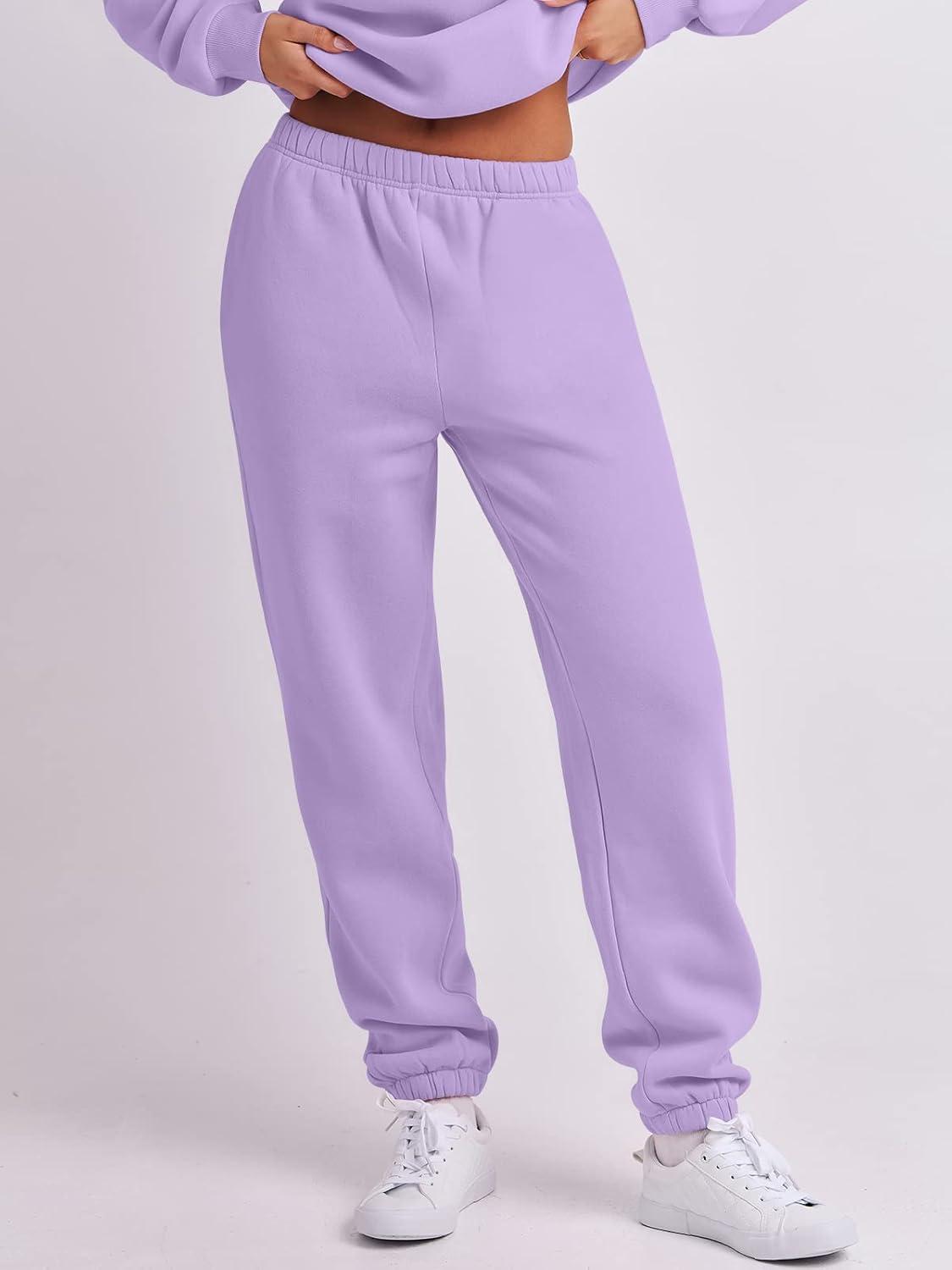 imageANRABESS Women 2 Piece Outfits Sweatsuit Oversized Half Zip Sweatshirt Jogger Sweatpants Tracksuit Lounge Set 2025 ClothesPurple