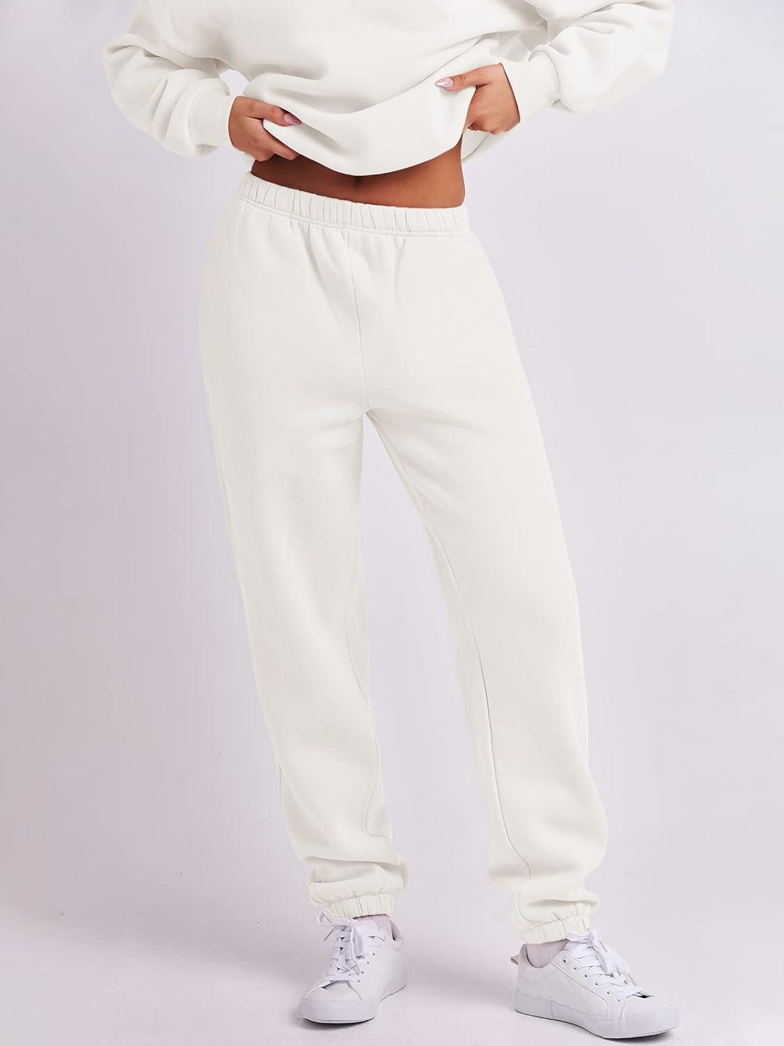 imageANRABESS Women 2 Piece Outfits Sweatsuit Oversized Half Zip Sweatshirt Jogger Sweatpants Tracksuit Lounge Set 2025 ClothesWhite