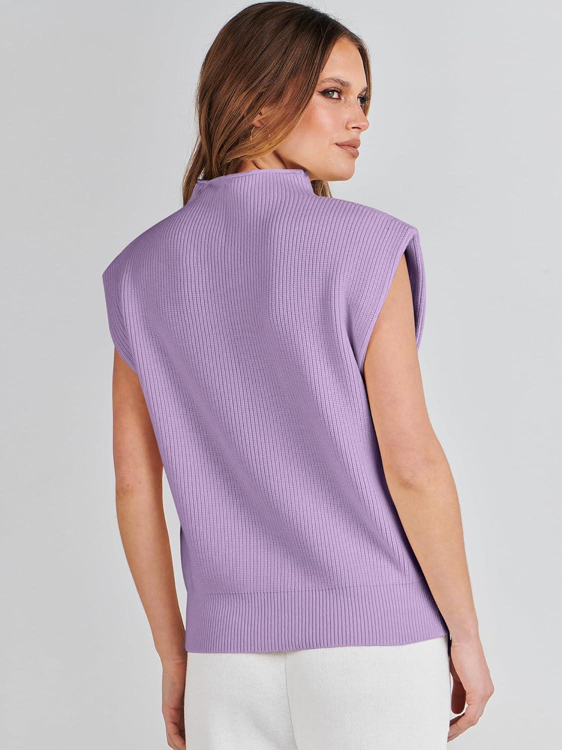imageANRABESS Womens Mock Neck Sleeveless Sweater Vest Casual Cap Sleeve Knit Pullover Tank Tops 2025 Fall ClothesPurple