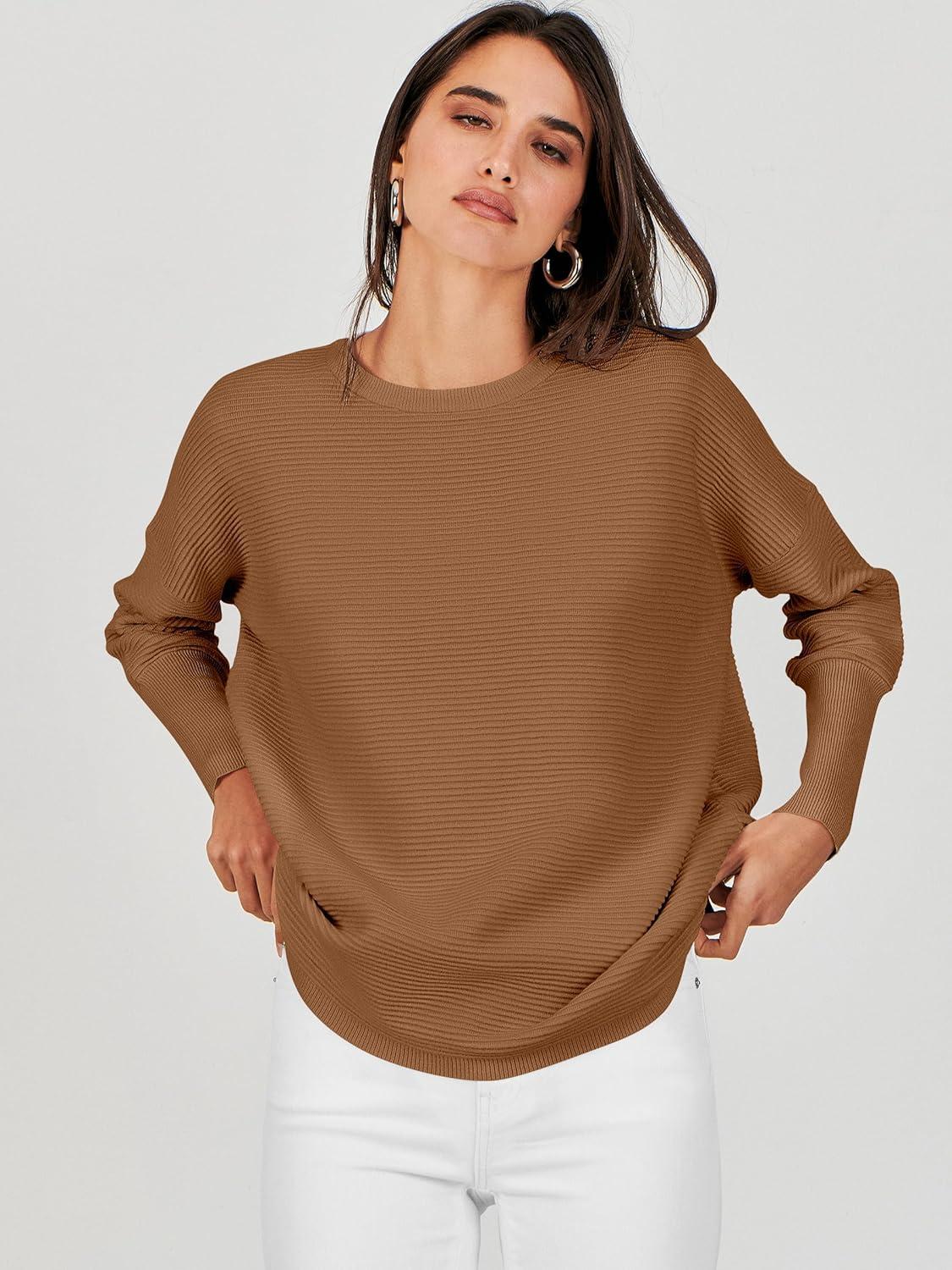 imageANRABESS Womens Oversized Batwing Long Sleeve Ribbed Knit Sweaters 2025 Fall OutfitsCamel