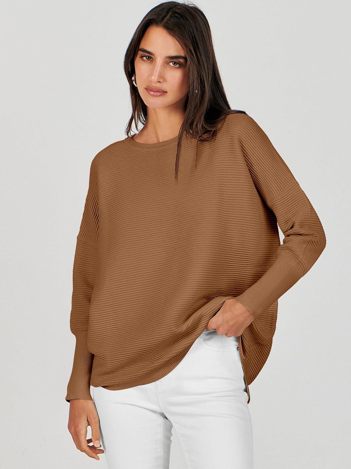 imageANRABESS Womens Oversized Batwing Long Sleeve Ribbed Knit Sweaters 2025 Fall OutfitsCamel
