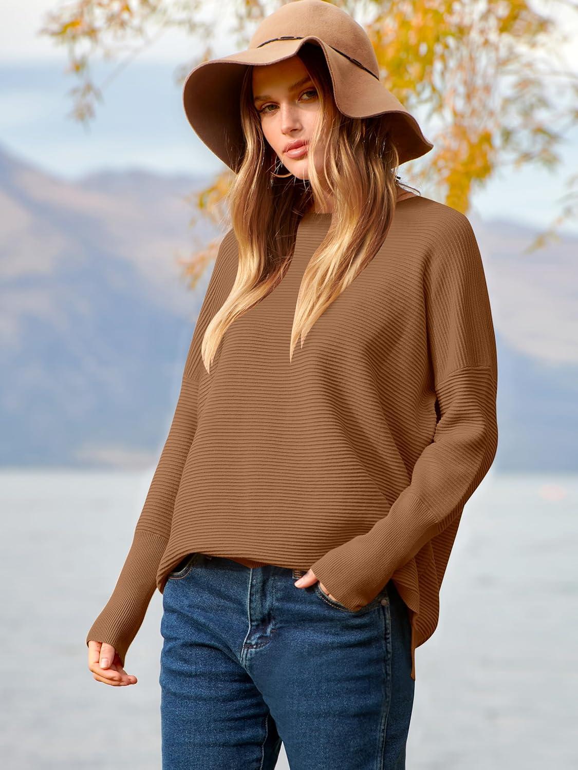 imageANRABESS Womens Oversized Batwing Long Sleeve Ribbed Knit Sweaters 2025 Fall OutfitsCamel