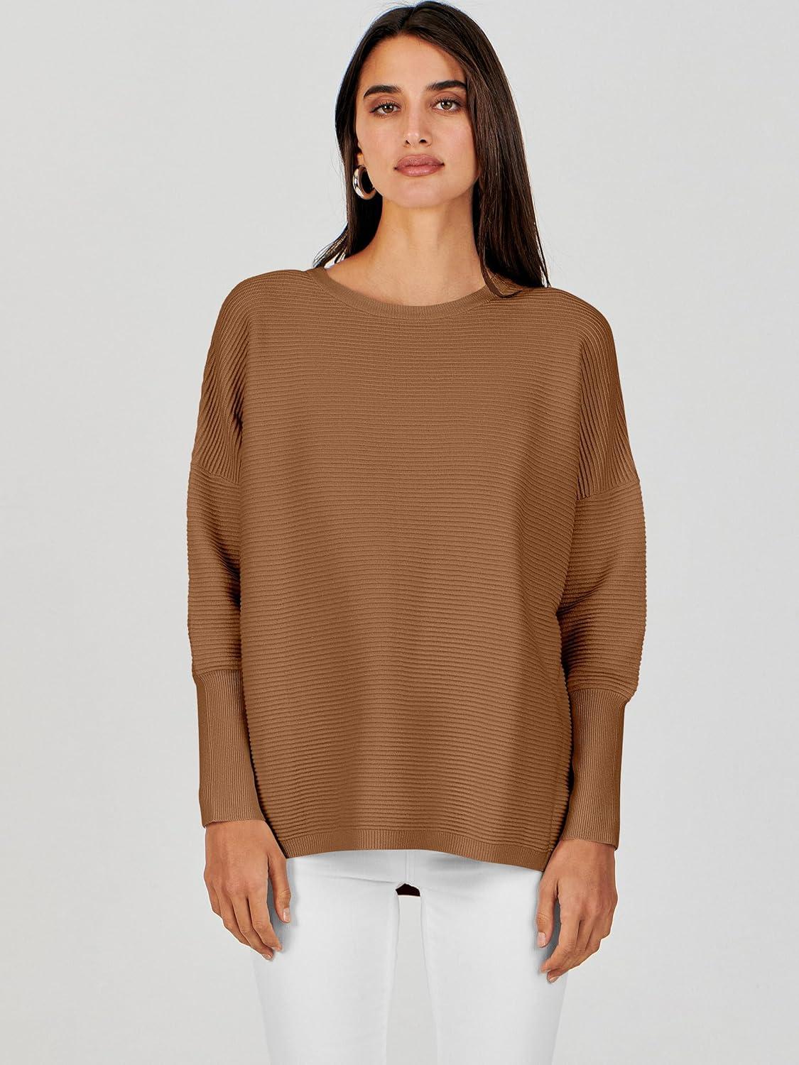 imageANRABESS Womens Oversized Batwing Long Sleeve Ribbed Knit Sweaters 2025 Fall OutfitsCamel