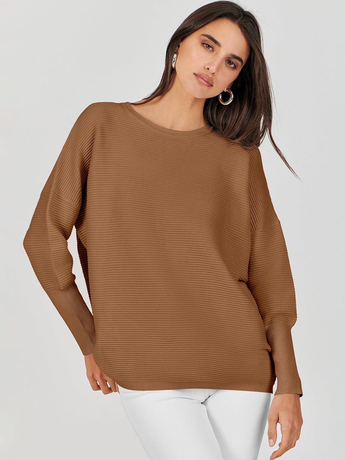 imageANRABESS Womens Oversized Batwing Long Sleeve Ribbed Knit Sweaters 2025 Fall OutfitsCamel