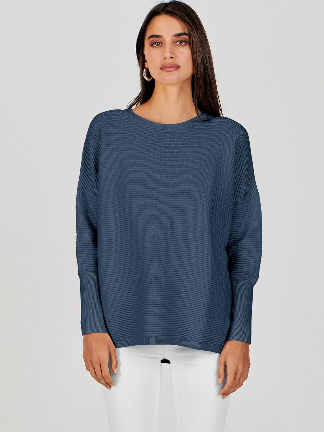 imageANRABESS Womens Oversized Batwing Long Sleeve Ribbed Knit Sweaters 2025 Fall OutfitsDusty Blue