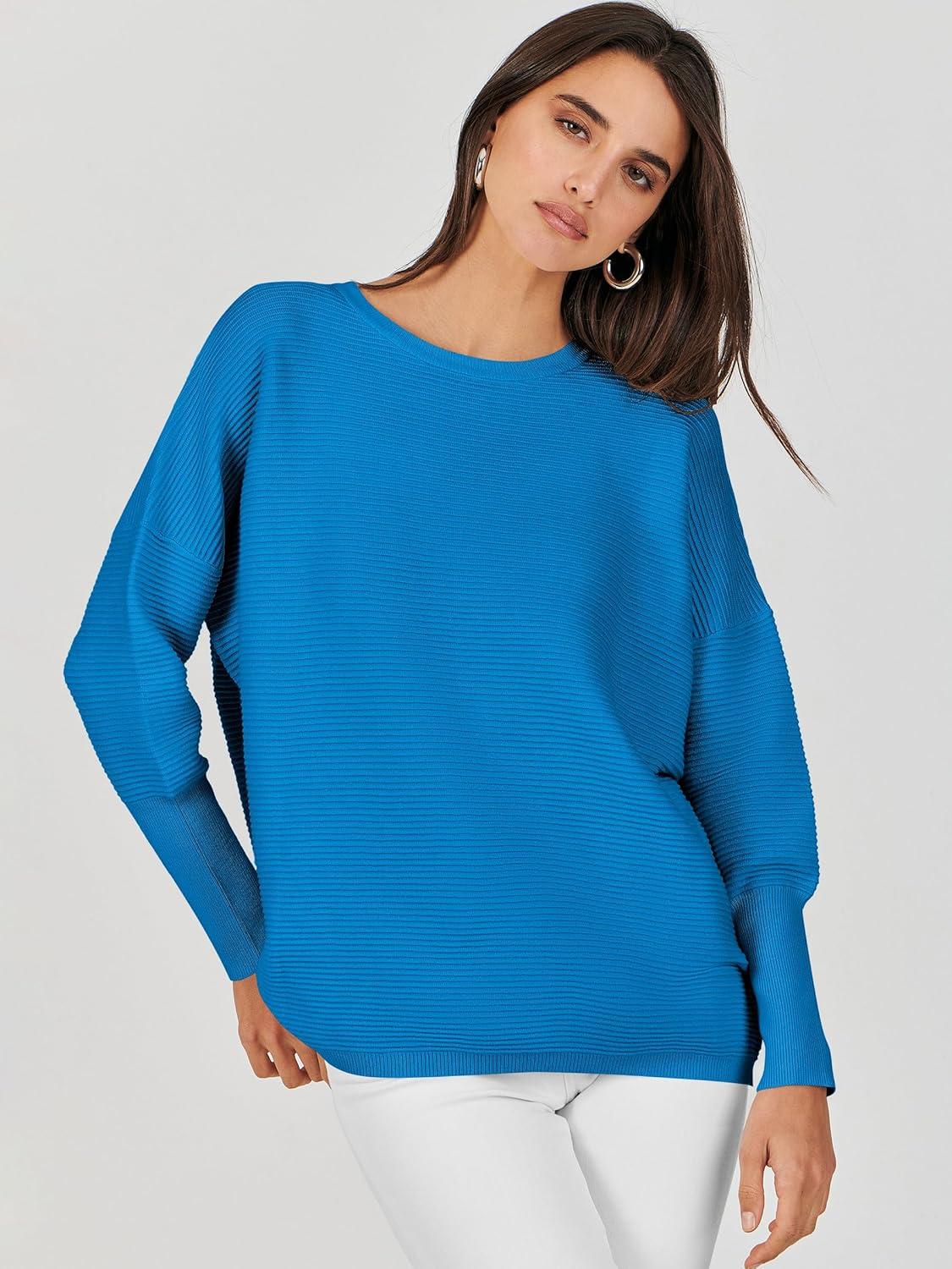 imageANRABESS Womens Oversized Batwing Long Sleeve Ribbed Knit Sweaters 2025 Fall OutfitsRoyal Blue