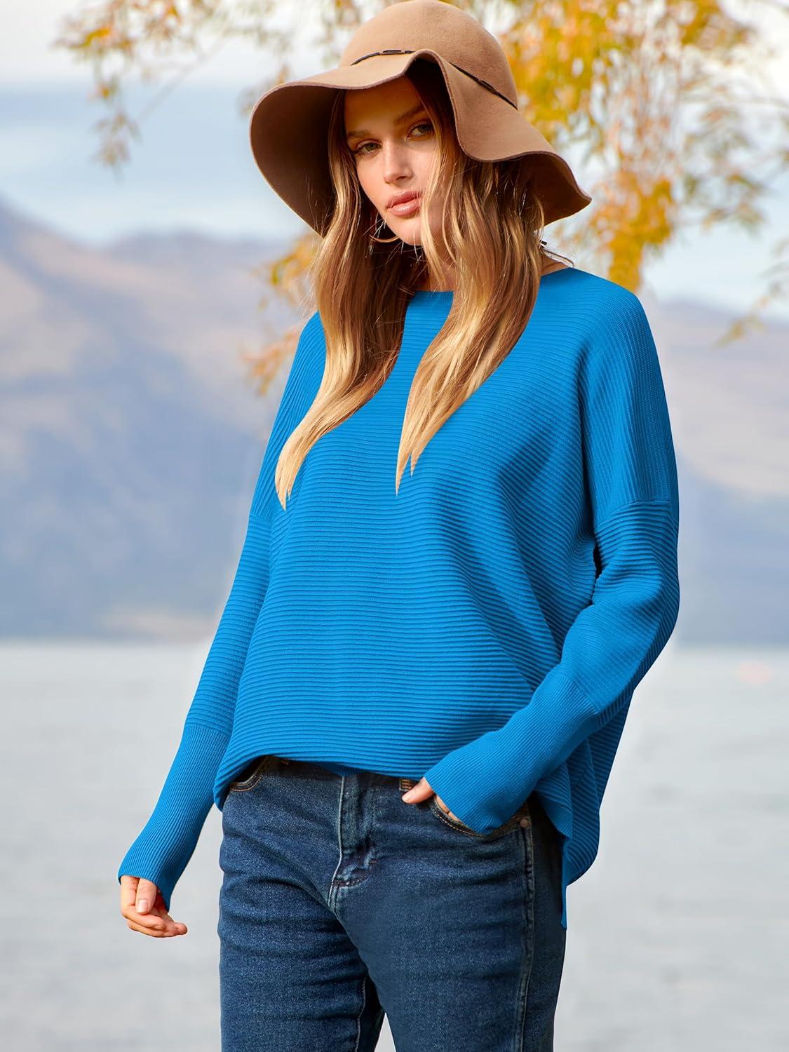 imageANRABESS Womens Oversized Batwing Long Sleeve Ribbed Knit Sweaters 2025 Fall OutfitsRoyal Blue