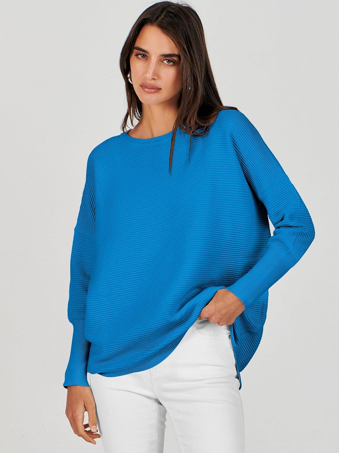 imageANRABESS Womens Oversized Batwing Long Sleeve Ribbed Knit Sweaters 2025 Fall OutfitsRoyal Blue