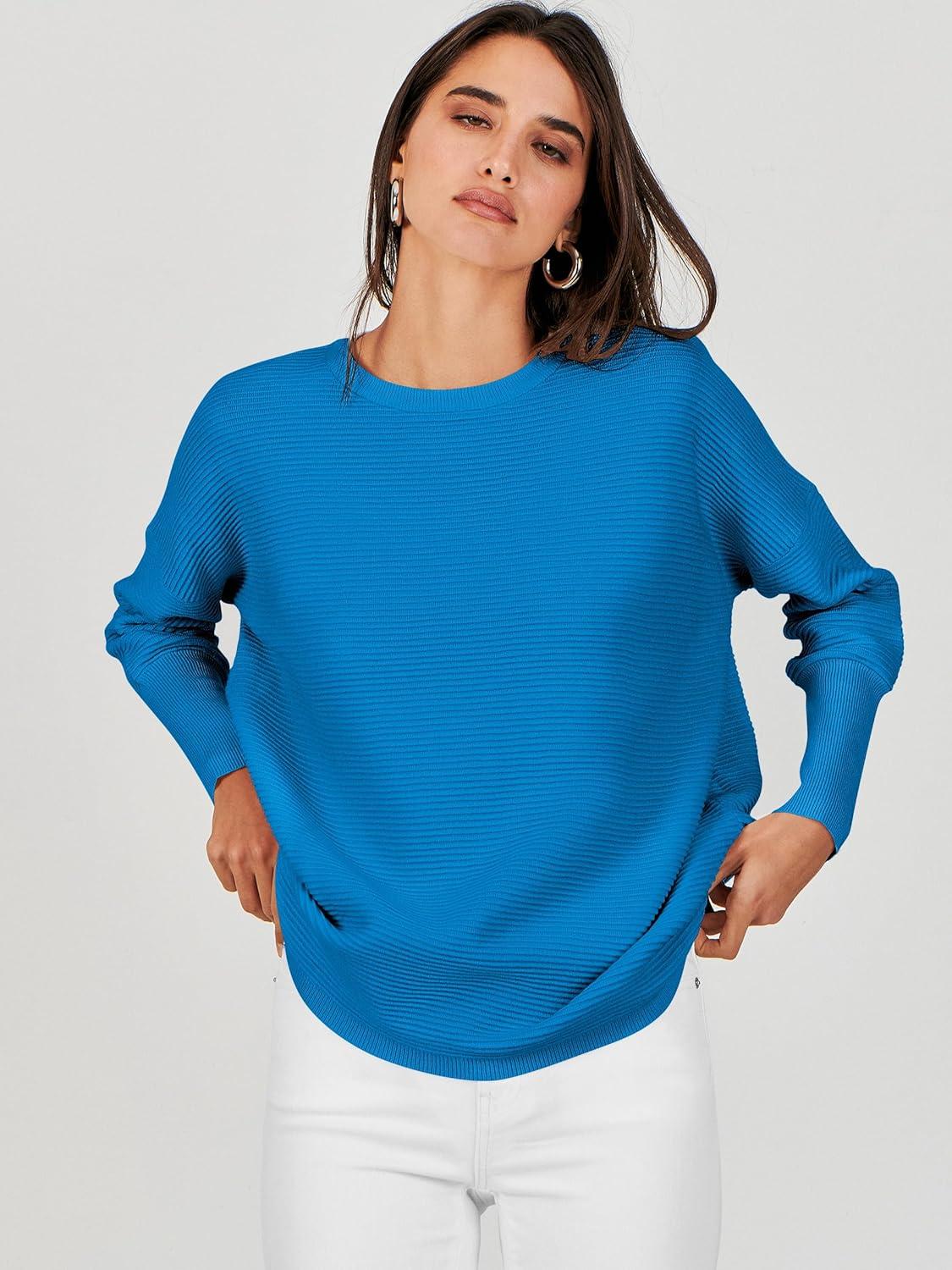 imageANRABESS Womens Oversized Batwing Long Sleeve Ribbed Knit Sweaters 2025 Fall OutfitsRoyal Blue