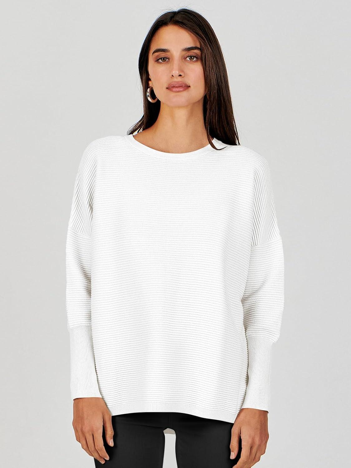 imageANRABESS Womens Oversized Batwing Long Sleeve Ribbed Knit Sweaters 2025 Fall OutfitsWhite