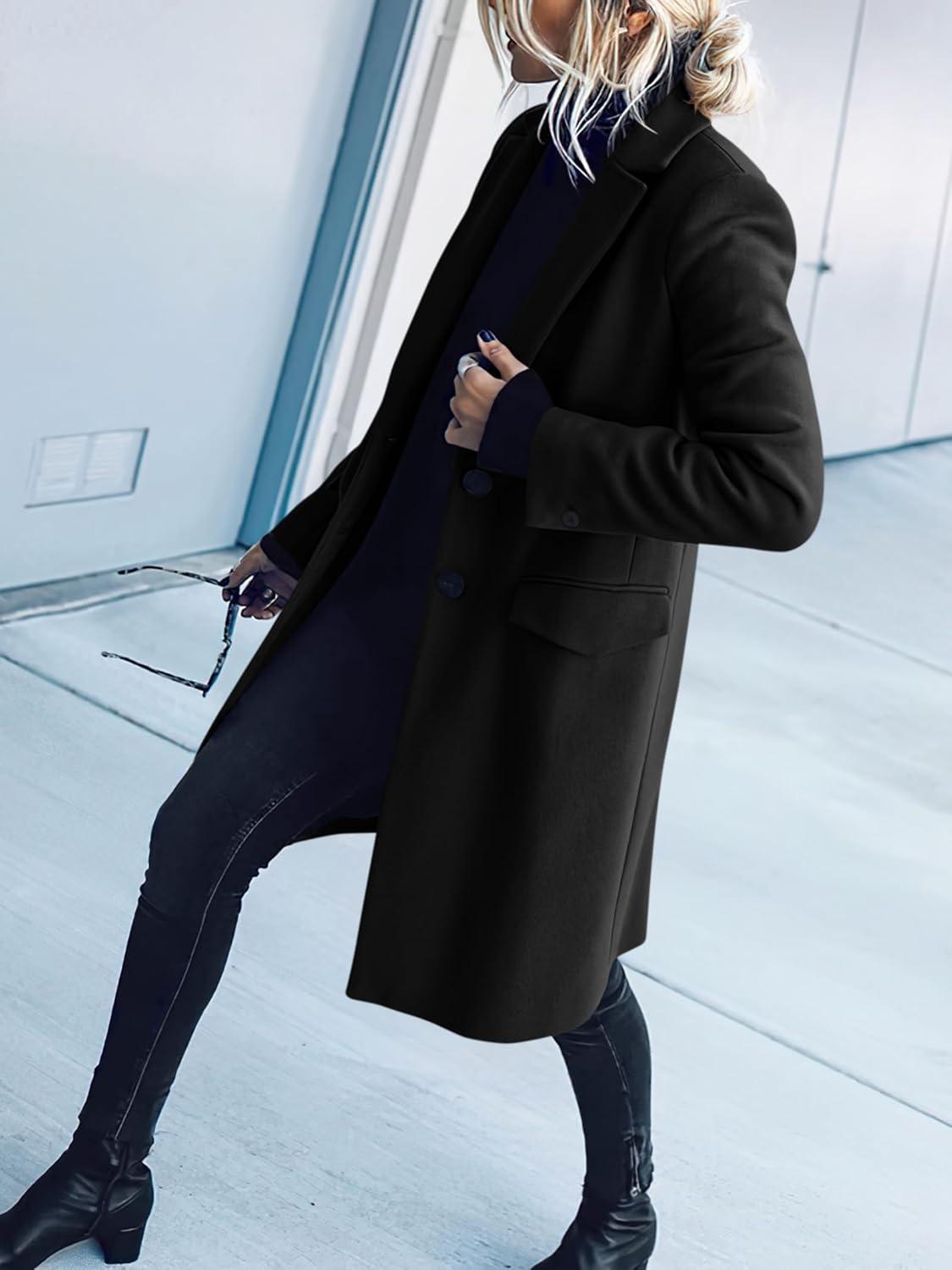 imageANRABESS Womens Peacoat Notched Lapel Collar SingleBreasted Trench Coats Loose Casual Long Jacket 2025 Fall Winter OuterwearBlack