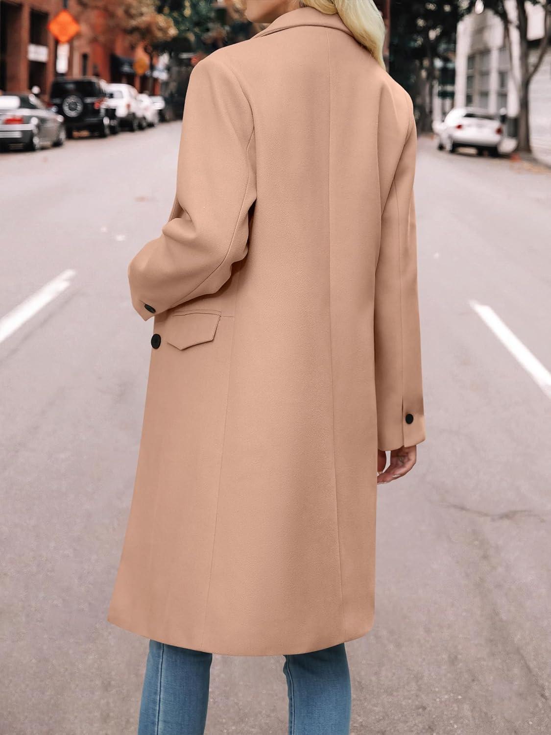 imageANRABESS Womens Peacoat Notched Lapel Collar SingleBreasted Trench Coats Loose Casual Long Jacket 2025 Fall Winter OuterwearLight Brown